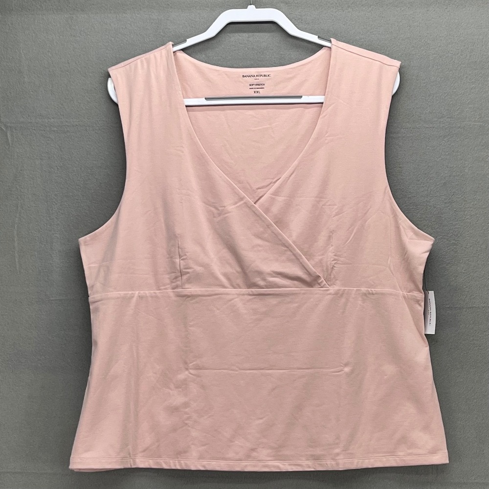 Banana Republic Soft Stretch Pink Surplice V-Neck Tank Top Shirt Sz XXL